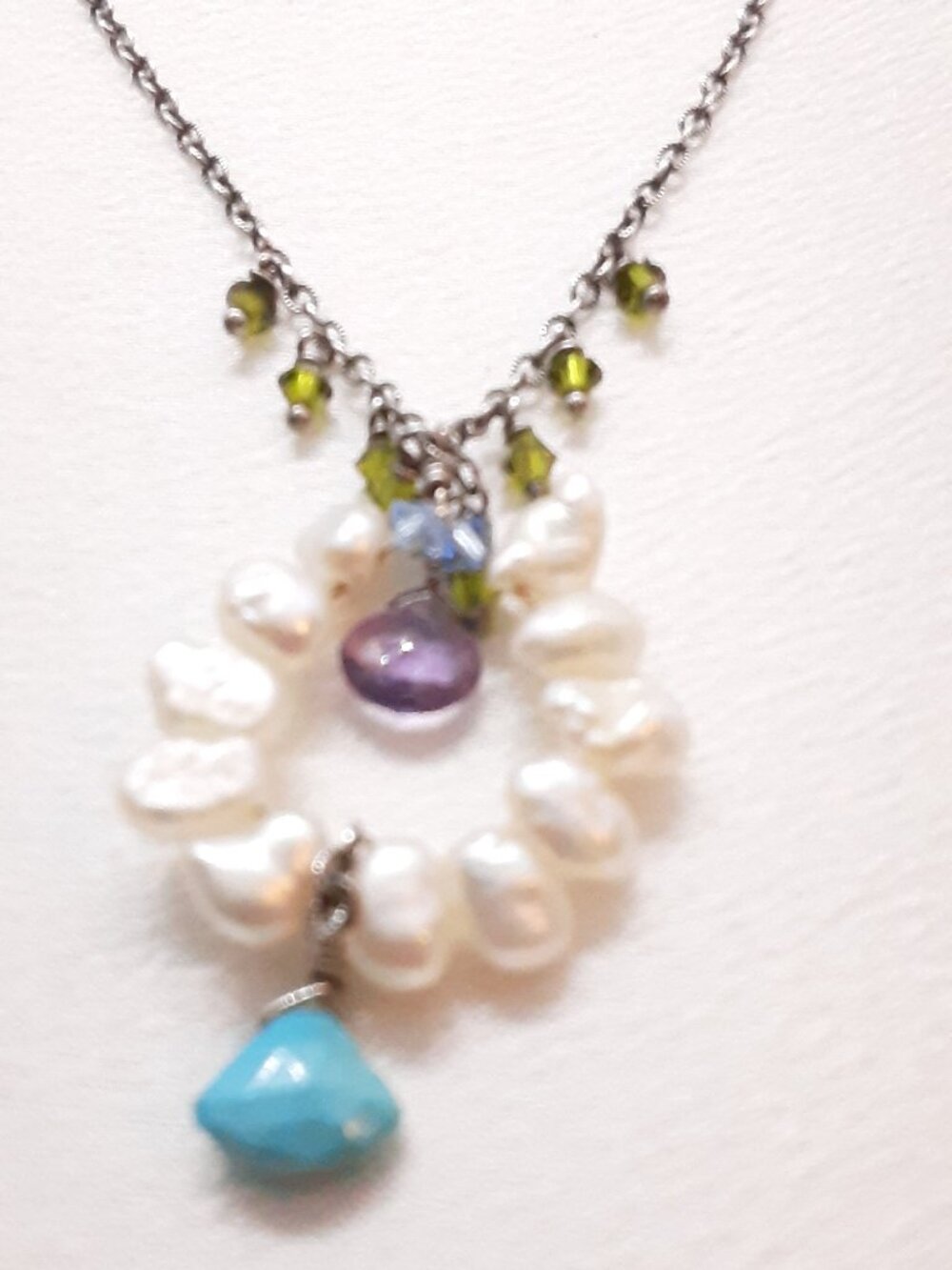 Western Dance Night. NEW amethyst pearl and turquoise necklace - Picture 7 of 8